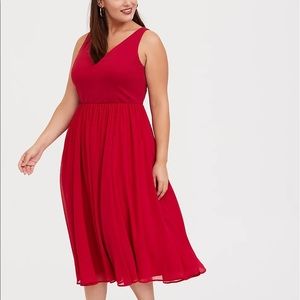 Torrid Red Chiffon Midi Dress